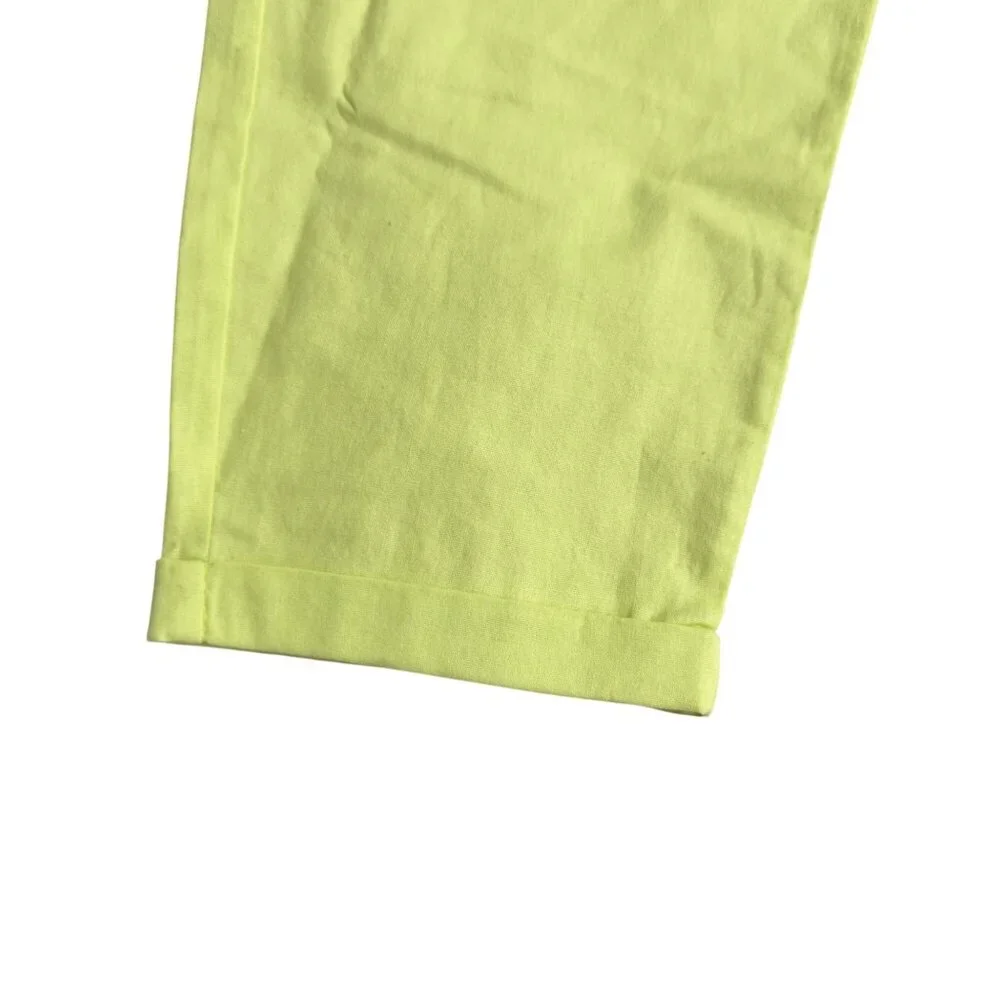 J.Crew Womens Neon Green Drawstring Elastic Waist Pants Size 10 Linen pockets - Picture 10 of 11